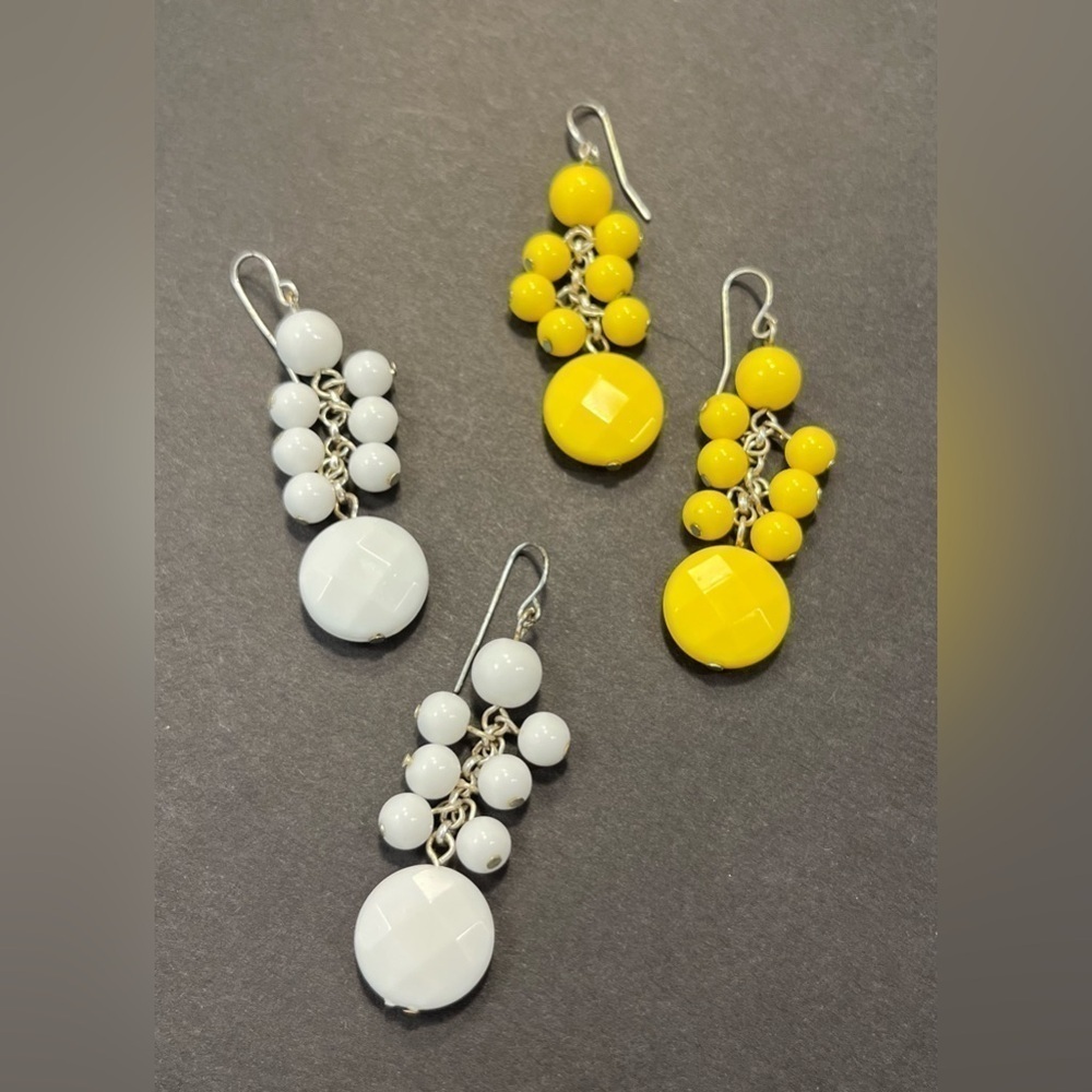 2 Pairs of Earrings- Yellow & White